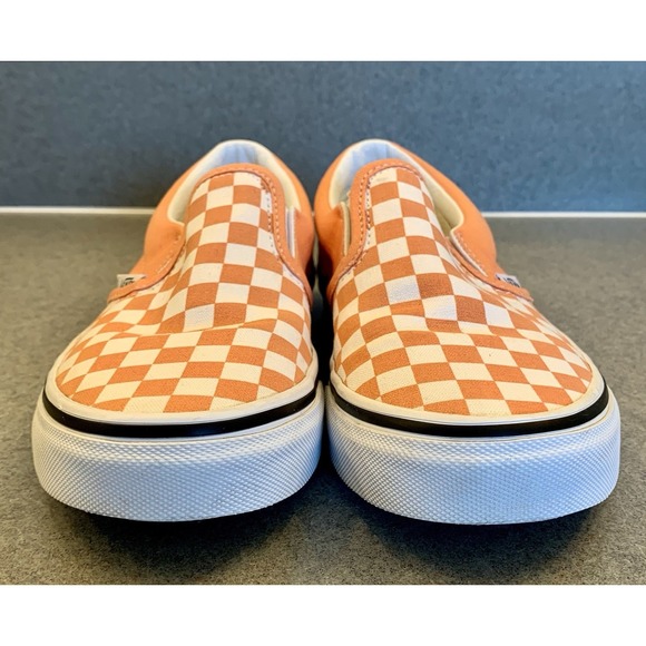 VANS - Size 4 Youth - Checkerboard Slip On Sneakers - Orange/White - Picture 2 of 8